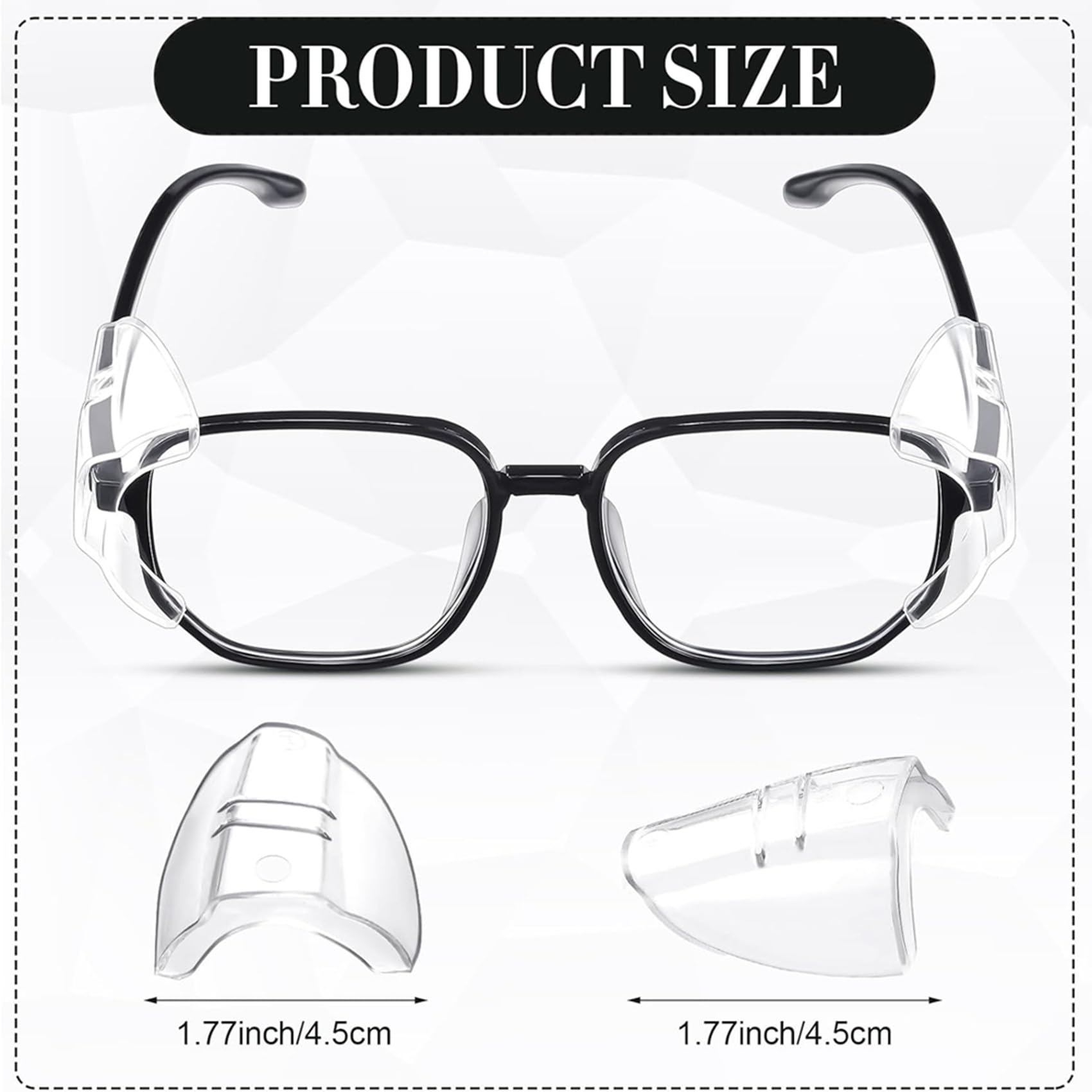 90X Okulary Ochronne Osłony Boczne do Okularów Korekcyjnych Slipon SideShields Osłony Boczne Przezroczyste