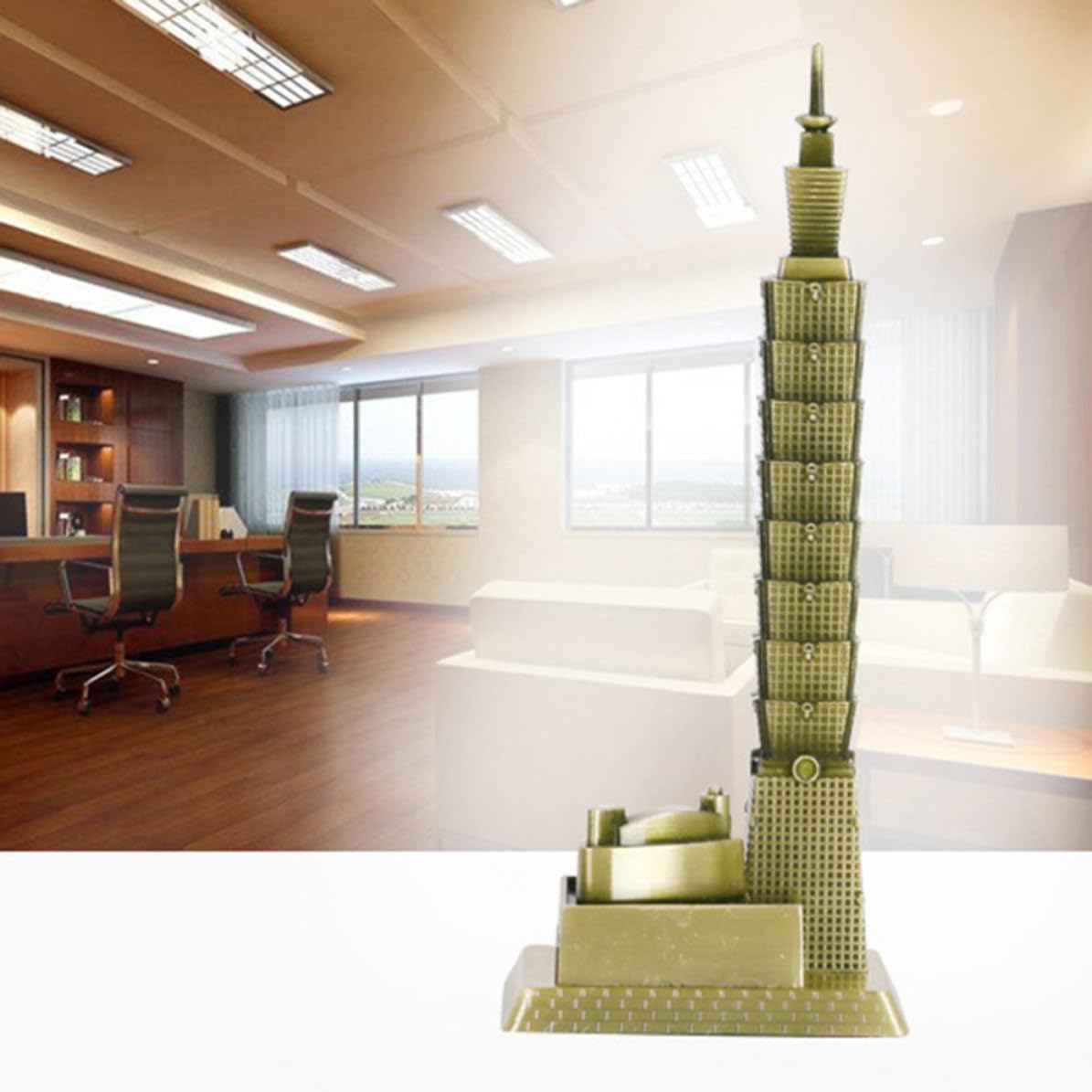 GALPADA Retro Metal Ornament Landmark Building Decor Alloy Golden