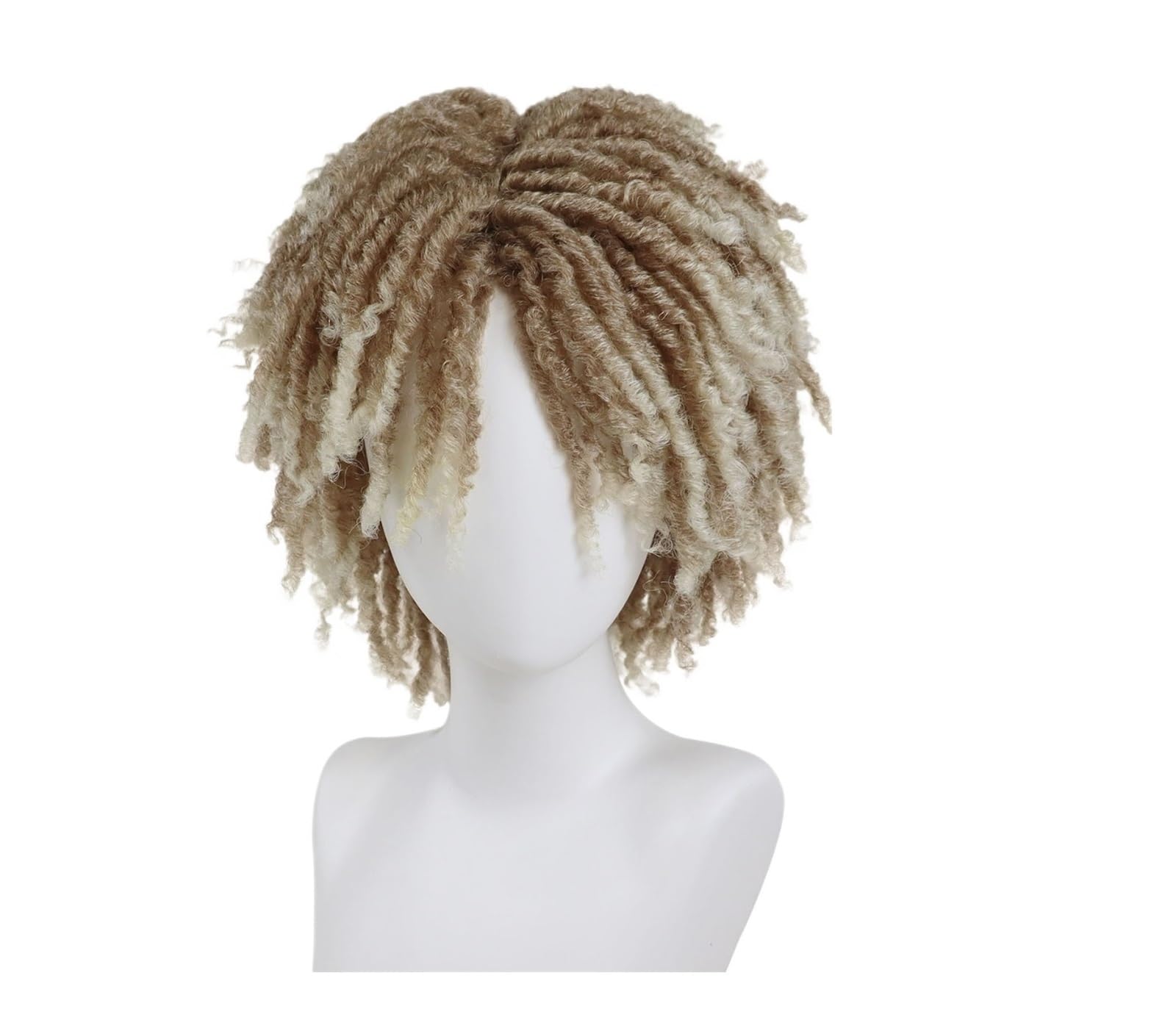 1 Szt. Peruka Z Dredami Fałszywe Dredy Włosy Syntetyczne Krótkie Kręcone Warkocze Peruki Dla Kobiet I Mężczyzn Afro Szydełkowe Męskie 14 Cali(Ombre Blonde)
