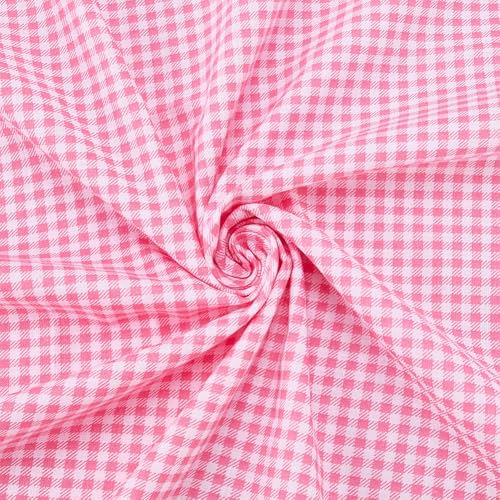 PH PandaHall Pink Plaid Fabrics by The Yard Gingham Cotton Fabric 62.9 Inch Wide Checkered Sewing Fabric Tartan Pattern Fabrics for DIY Crafts Clothing Handmade Quilting Tablecloths Home Decor
