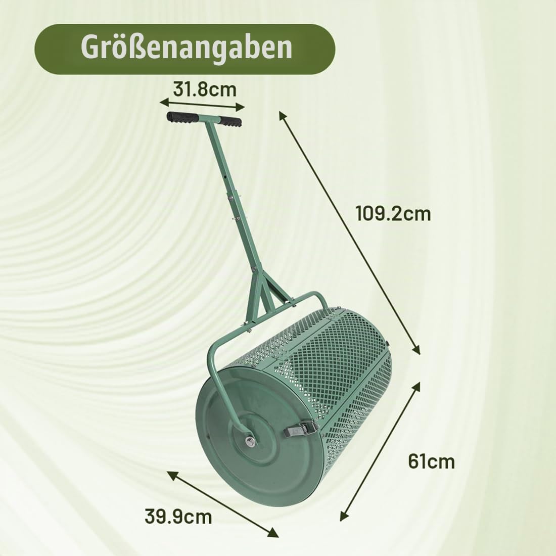 75L Kompoststreuer Roller Edelstahl-Netz für Rasen & Garten Kompostwalze