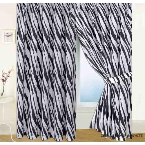 Ready Made Zebra Skin Print Curtains 66 X 72 Includes Matching