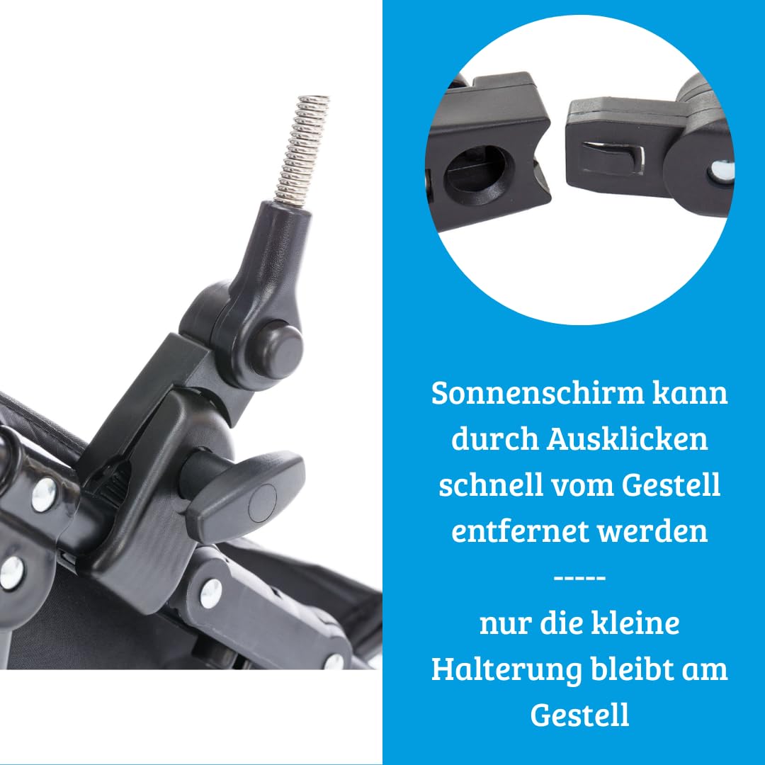 Fillikid Sonnenschirm Kinderwagen XL Exclusiv - Sonnenschutz Kinderwagen UV 50+ - Abnehmbare Halterung für Runde & Ovale Gestelle - Kinderwagen Sonnenschirm, 80 cm, Wasserabweisend