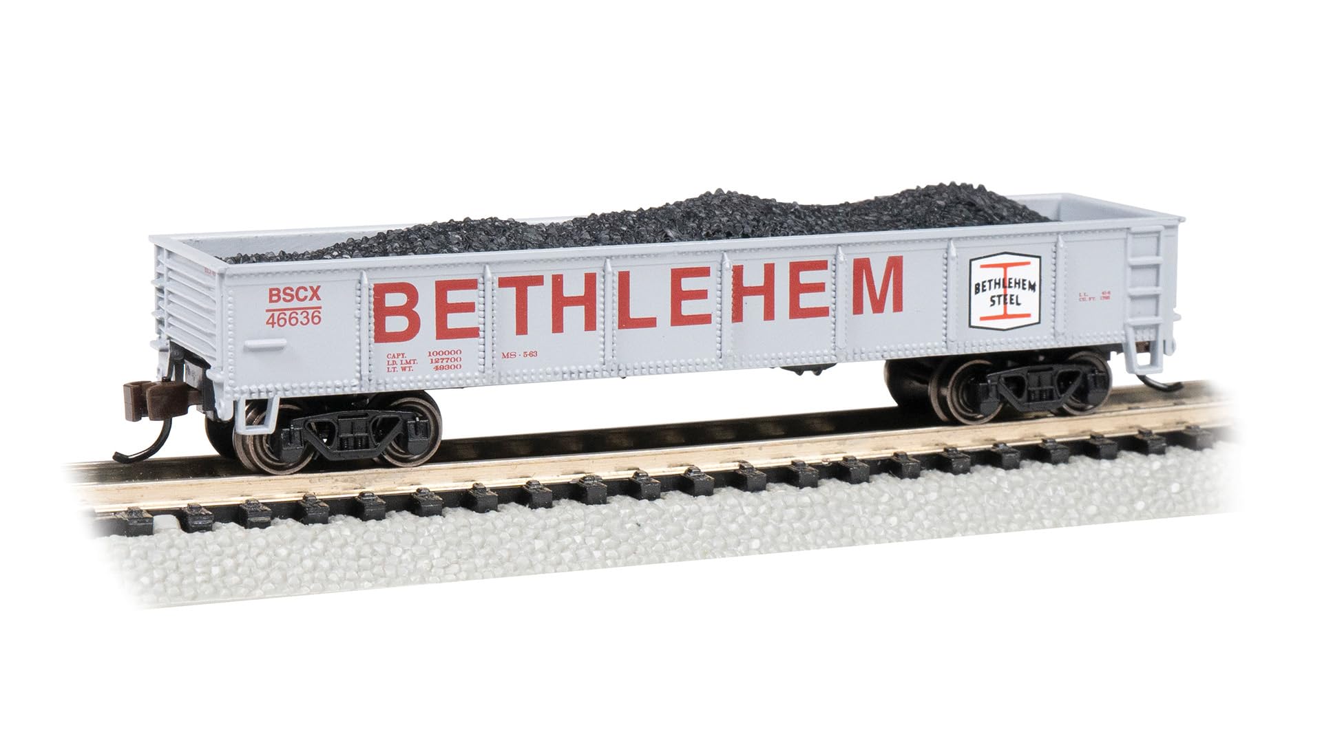 Bachmann Trains - 40' Gondola - Bethlehem Steel #46636 - Gray - N Scale