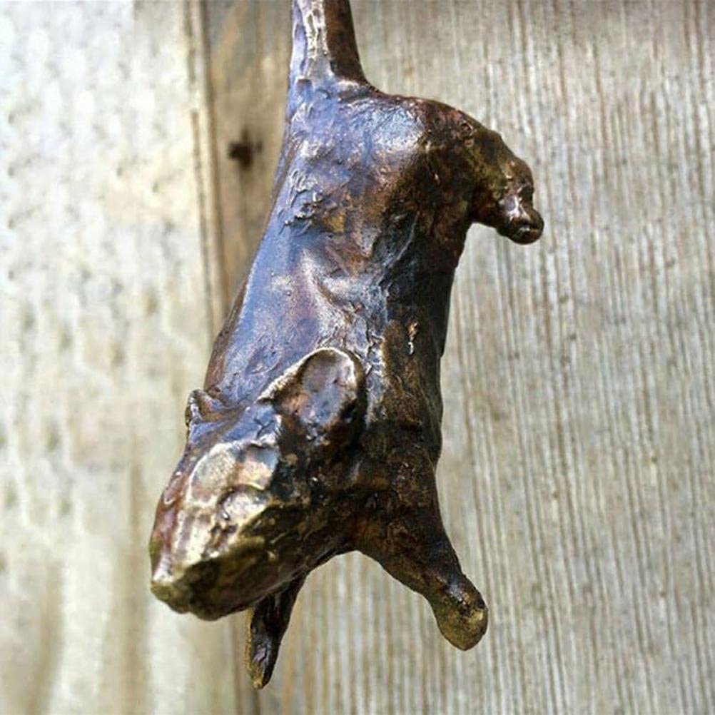 HUSHUI Heurtoir de Porte, Sculpture de heurtoir de Porte de Chat Chat Attraper Souris Sculpture Murale Pendentif en résine pour Salon de Cour