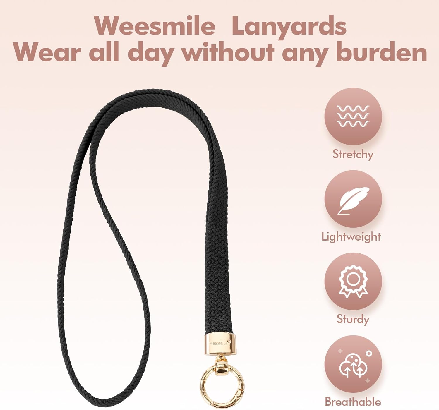 Stretchy Cute Lanyards for ID Badges, Thin Teacher Lanyard for Key, Long Neck Keychain ID Badge Lanyards for Women/Men - Image 4