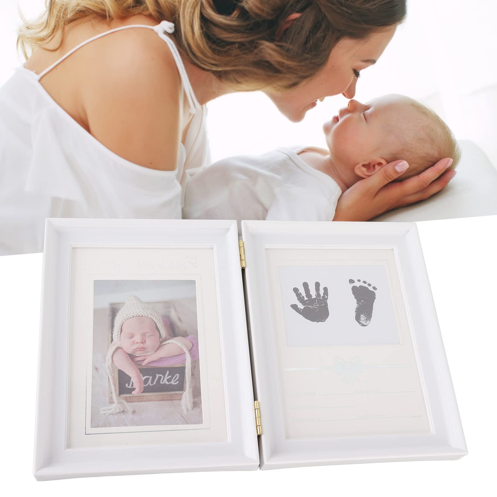 3D Baby Hand and Footprint Kit, Baby Footprint Kit Frame Ink Pad for Baby Hand and Footprints Baby Keepsake Gifts Expanded Baby Print Frames Newborn 31.5x20.7x1.7cm