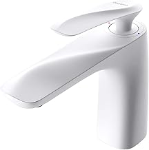 doporro Designer Bathroom Tap, White, Washbasin Tap for Washbasin, Bathroom Sink Tap 16.5 cm High