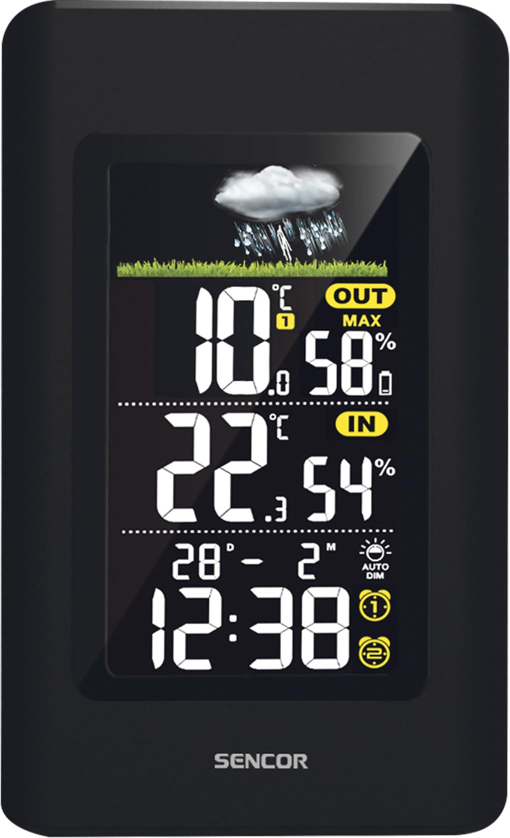 Sencor Funk-Wetterstation, Digital, mit Außensensor, 24h-Vorhersage, Innen-/Außenthermometer, Hygrometer, Barometer, Uhrzeitanzeige, Wecker, Farb-LCD-Display - [SWS 4270]