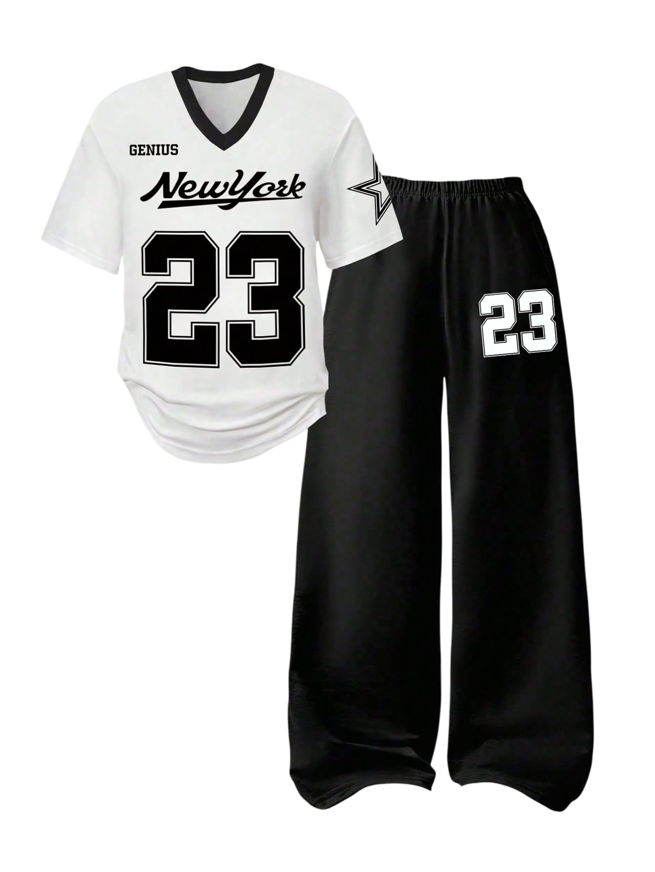 SOLY HUX Girl's Jersey Shirt 2 Piece Athletic Outfits Oversized Tee and Sweatpants Suit Pant Sets for Teen Girls