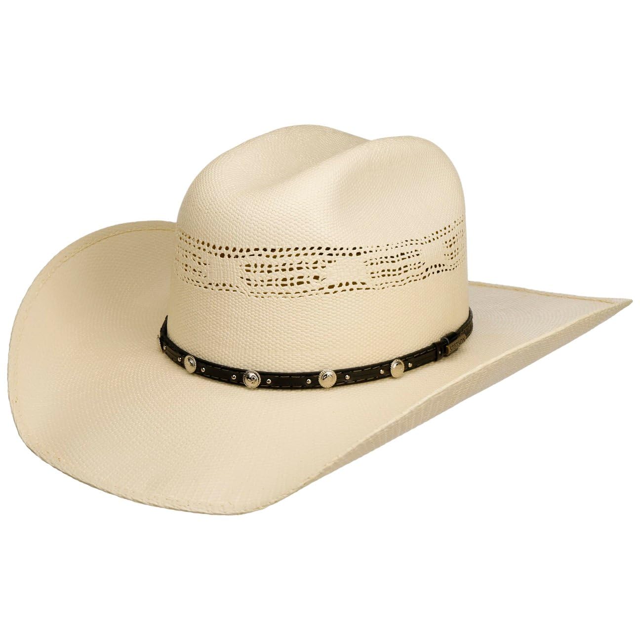 Stetson Ranson Cappello da Cowboy Cattleman Paglia Toyo ventilato Protezione UV 40+ Fascia in Pelle Unisex Primavera Estate