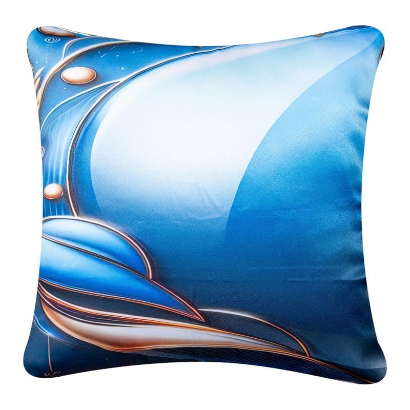 Image of Decorative Satin Sofa Cushion Covers Set of 5, 16 x 16 Inches, Multicolor Floral Printed Pillow Covers for Living Room, Bedroom, Couch & Sofa, Soft Glossy Fabric, Zipper Closure