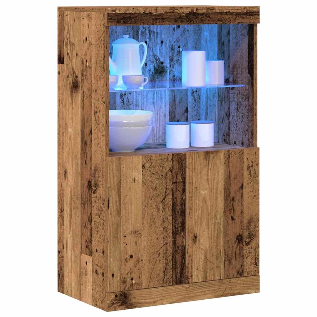 vidaXL Madia LED Marrone 60 x 37 x 100 cm Legno multistrato, Sideboard elegante, mobile moderno rettangolare con luci LED, ampio spazio multi-comparto per la sala da pranzo