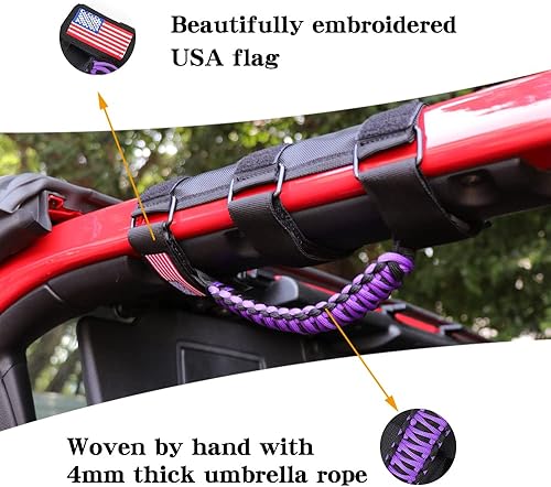 Miniatura 9 de BESTAOO 2 asas de agarre de barra antivuelco, mango de agarre de paracaídas para Jeep Wrangler YJ TJ JK JL y Gladiator JT 1955-2022 UTV ATV, apto