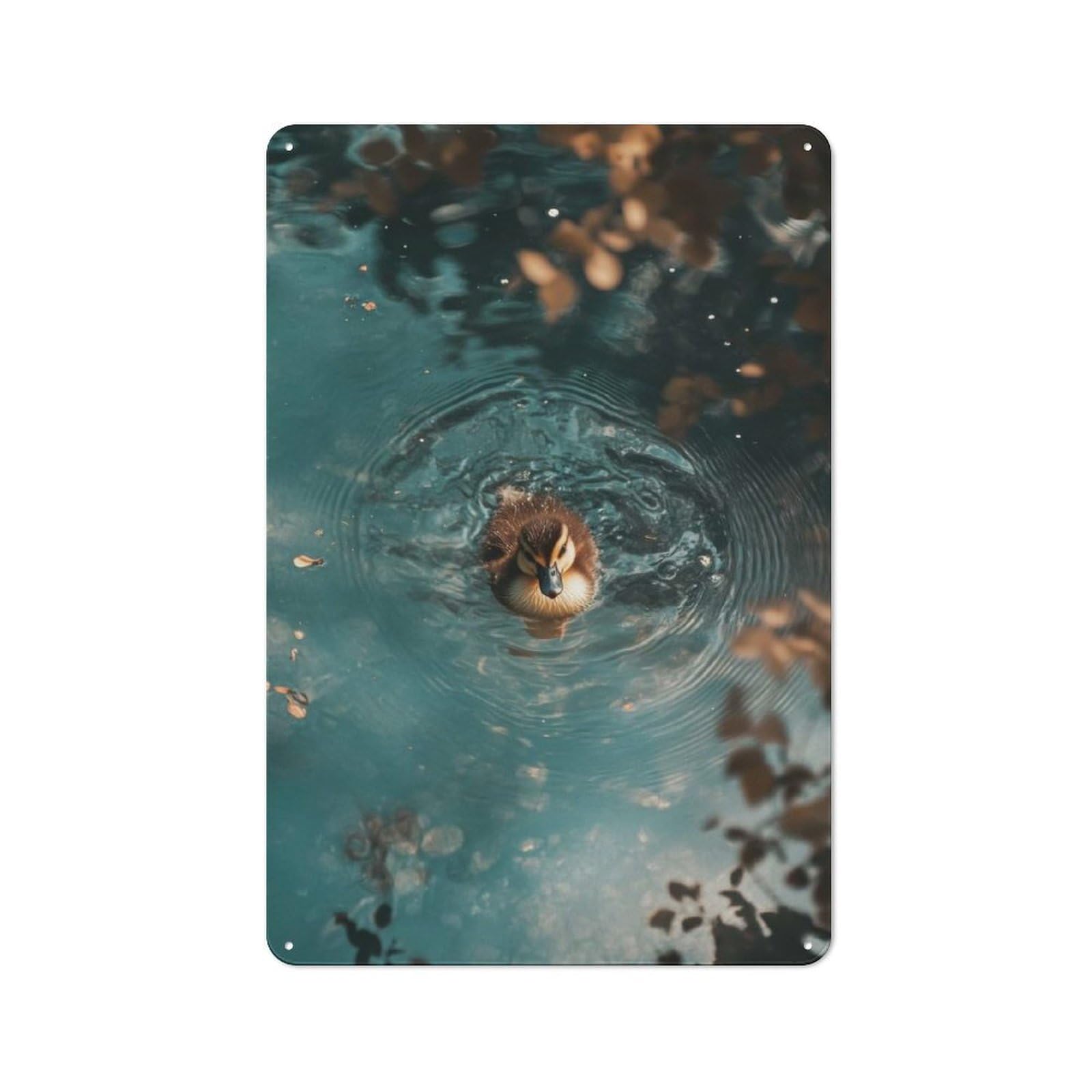 Junmoney Duckling Swimming In Teal Water Vintage Tin Sign 30X20cm With For Guest Room Or Hallway, For Vintage Wall Decor Fans, For Themed Room Decoration