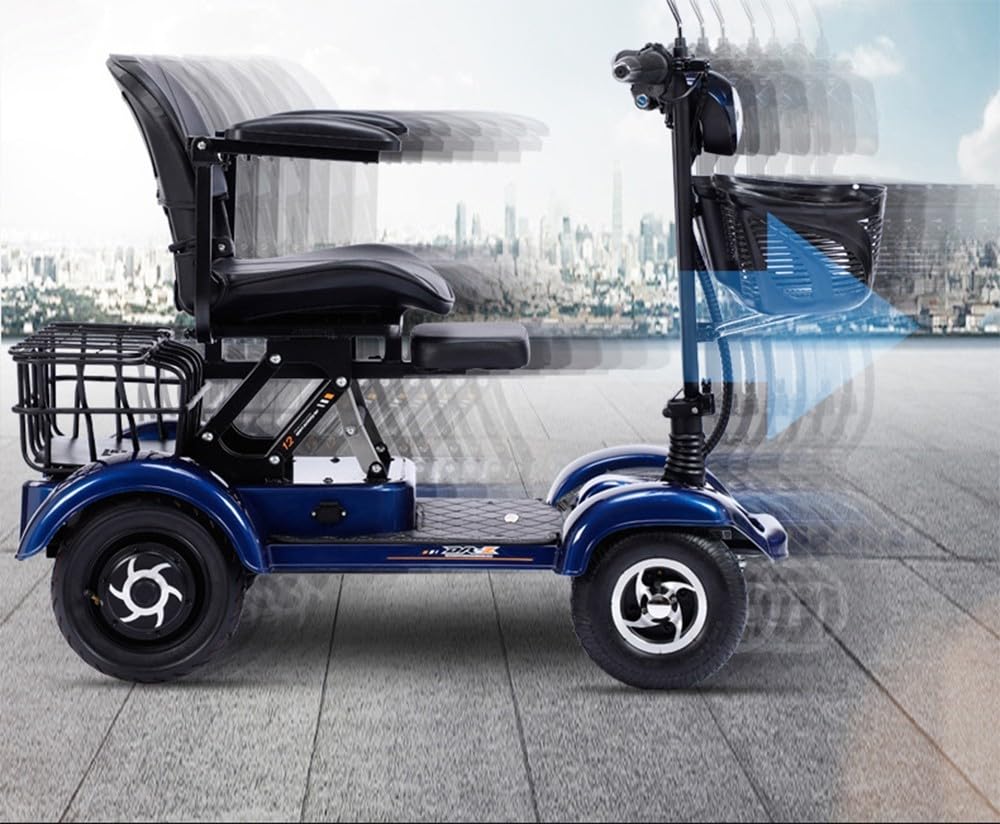 4 Ruedas Scooters Movilidad Servicio Pesado para Adultos Mayores Capacidad 200 Kg 380W 48V 20Ah Scooter Demovilidad Plegable Portátil Iluminación LED Completa para Ancianos B