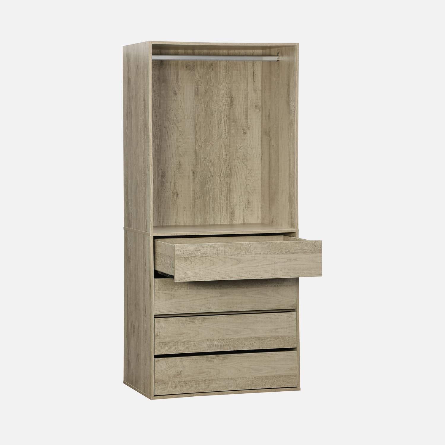 Modulo armadio con 5 cassetti e 2 ripiani, Marrone naturale