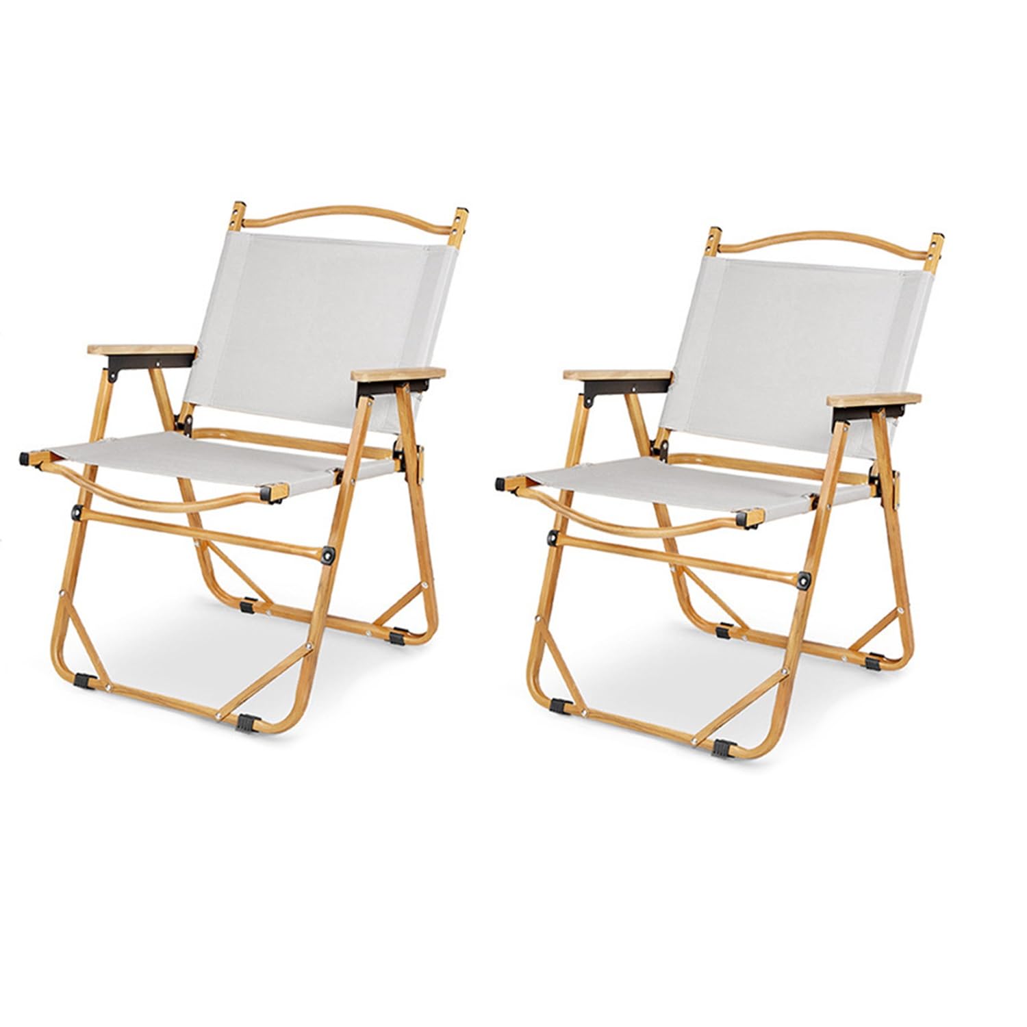 Silla de camping plegable, soporta hasta 150 kg, para jardín, balcón, playa, camping, silla de jardín, silla de pesca, silla de director (caqui, 2 juegos)
