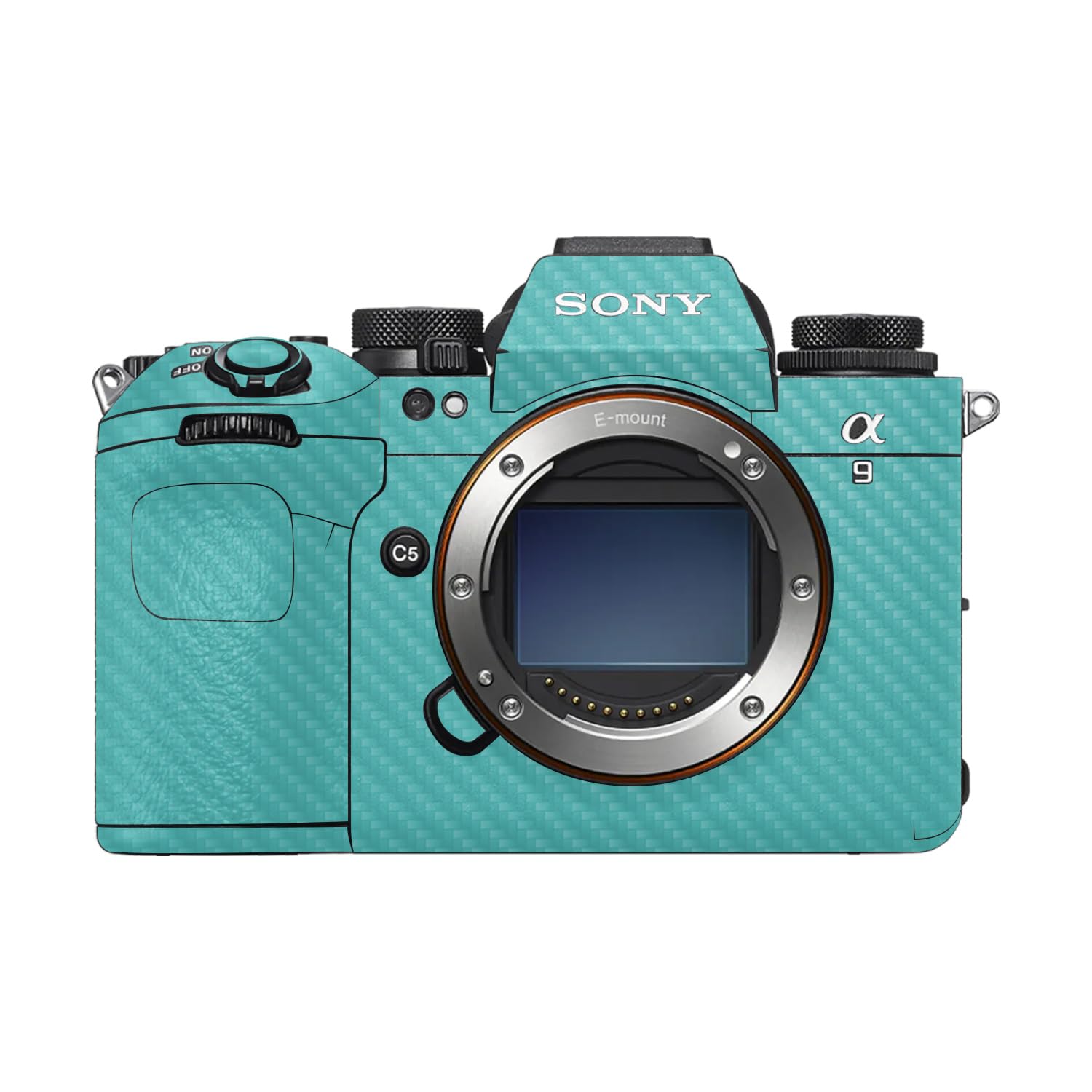 Carbon Fiber Camera Skin Compatible with Sony Alpha 9 III (2024) - Solid Turquoise - Premium 3M Vinyl Protective Wrap Decal Cover - Easy to Apply | Crafted in the USA by MightySkins