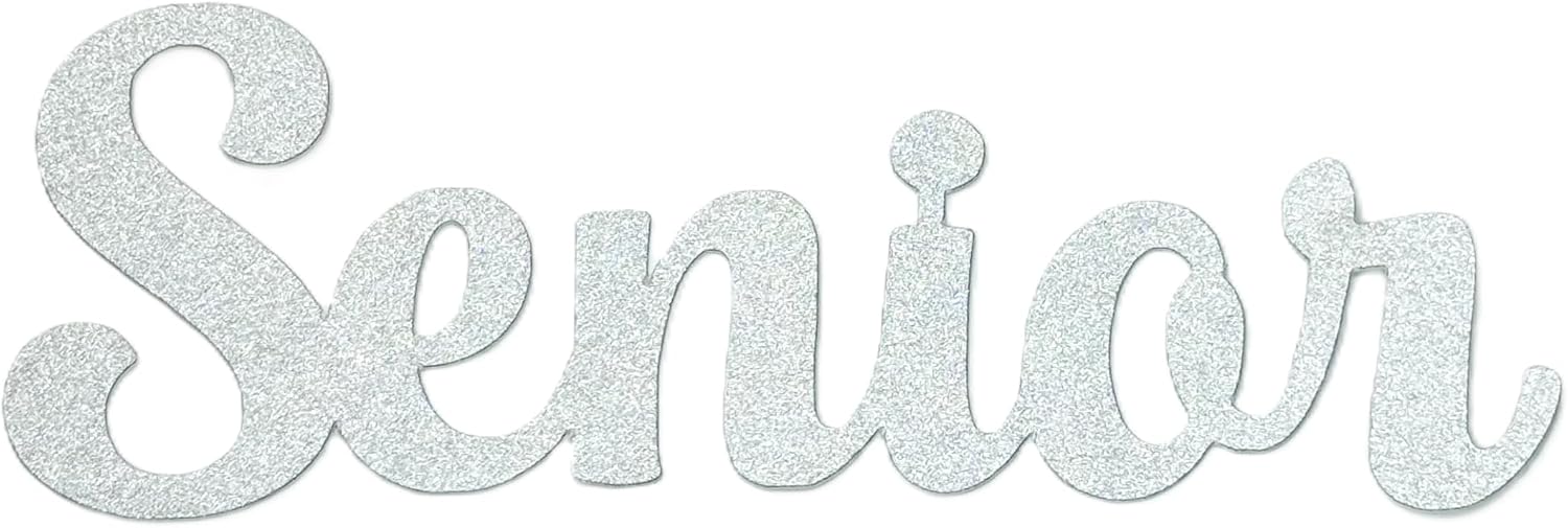 Senior Word Glitter Placard Embellishment Cut Out for Prom, Homecoming, Graduation etc. (Word Only, 4 Inch)