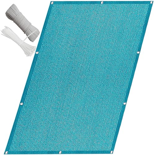 QINLIQIN Garten Sonnensegel 70 x 140 cm HDPE Balkonverkleidung Blickdichte Windschutz Und Uv-Schutz mit Befestigungsschnur Kabelbinder für Terrassen Swimming Pool, Himmelblau
