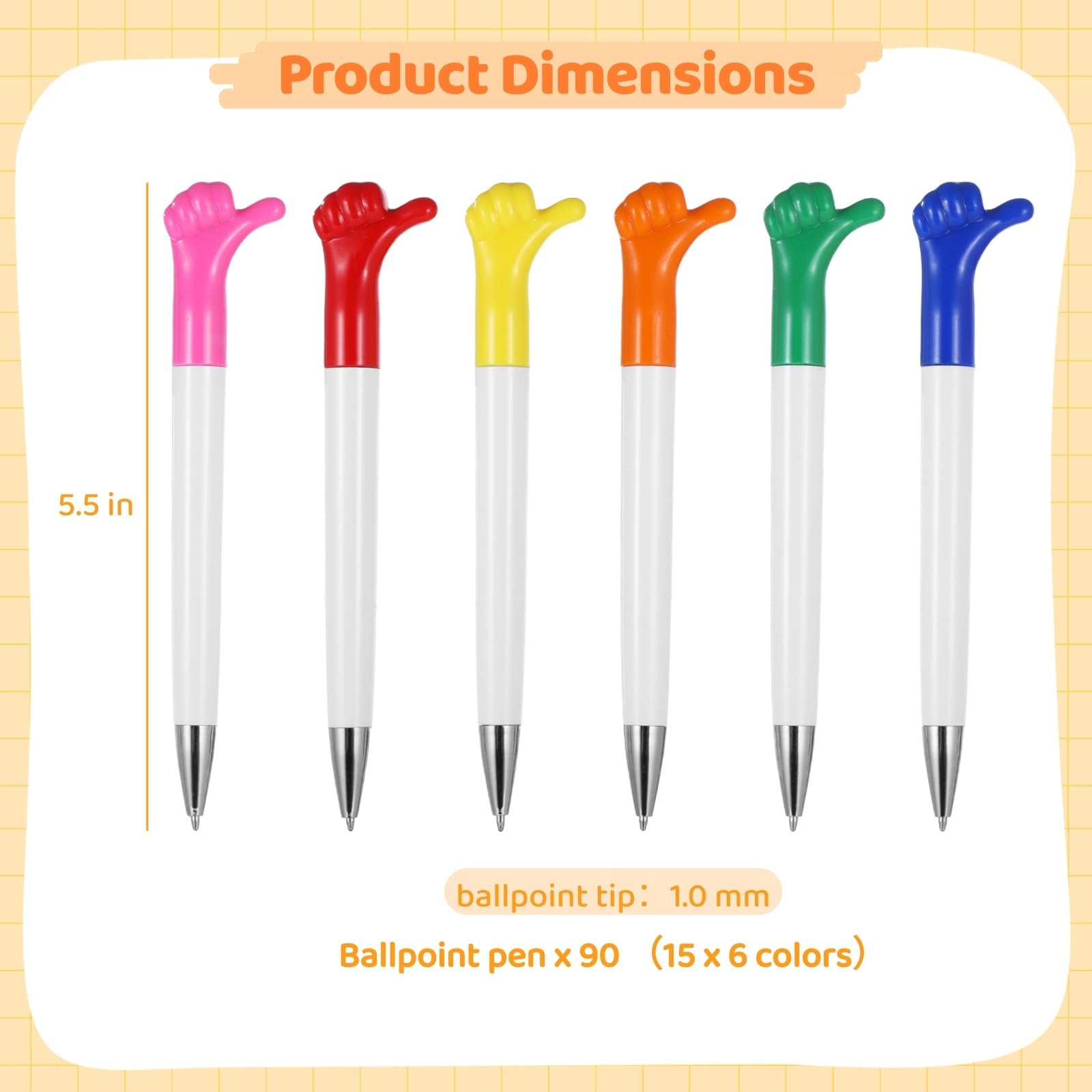 Motivierende Daumen-Design-Stifte, Kugelschreiber, Dankesstifte, Großpackung Geschenk-Set für Lehrer, Studenten, Krankenschwestern und Kollegen, 90 Stück