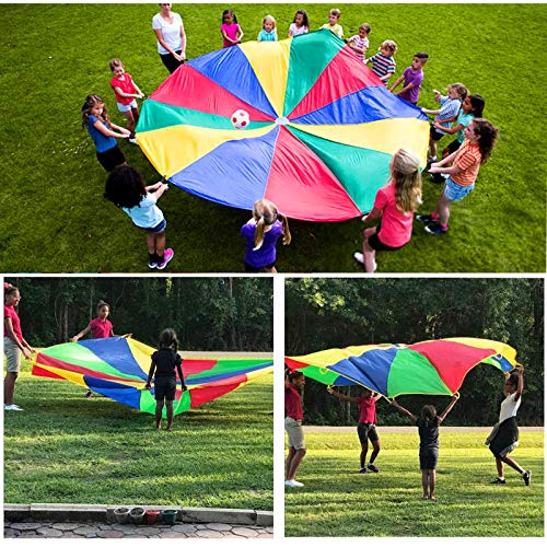 Blithetree Parachute 6 Foot Parachute for Kids, Kids Parachute with 8 Handles Play Parachute Rainbow Parachute Game Toy for Kids Play Party Game Group Play (6 feet) - Thumbnail 7