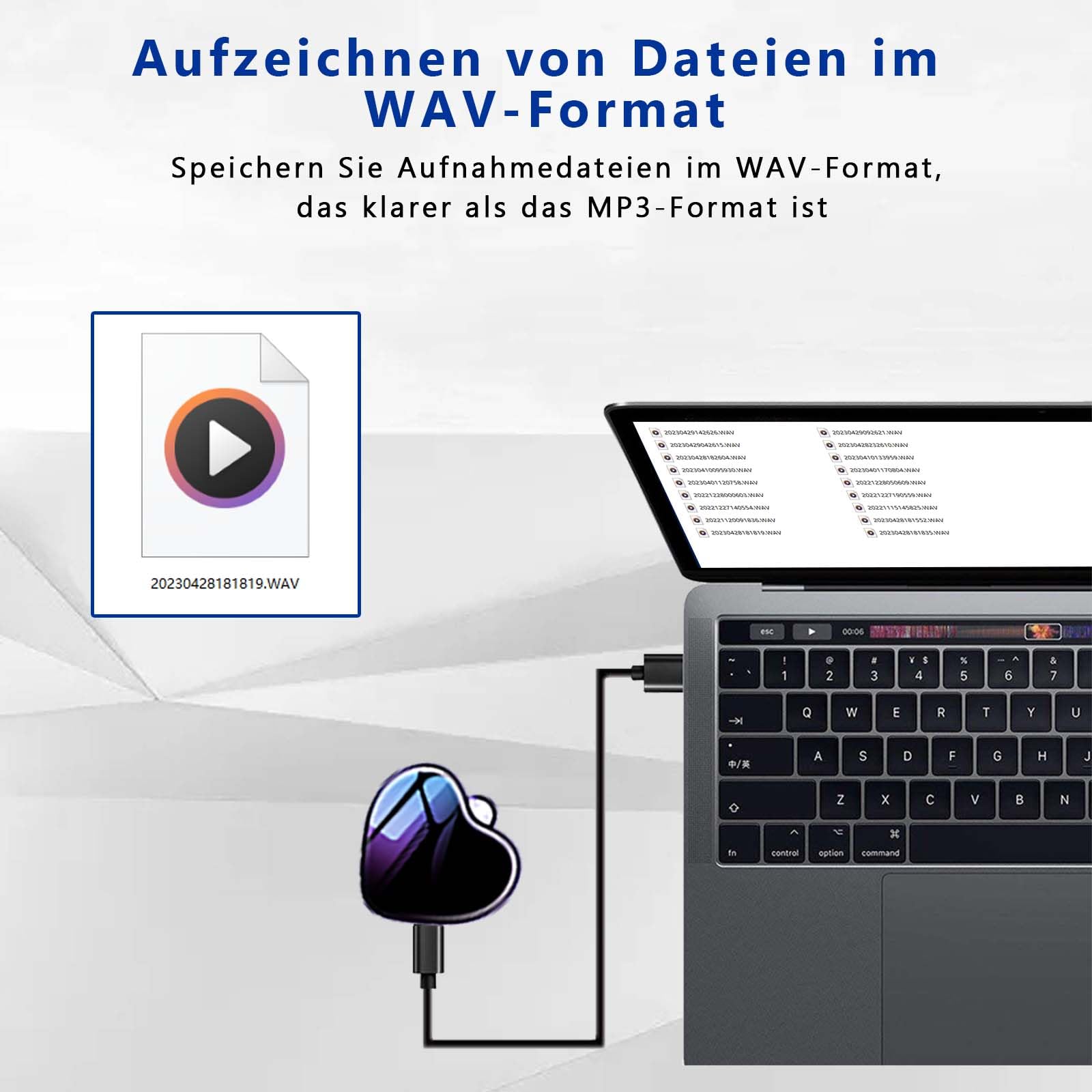 Diktiergerät mini,Aussehen der Halskette,Aufnahmegerät Spionage,Spion abhörgerät,Spion digital Voice Recorder,STTWUNAKE