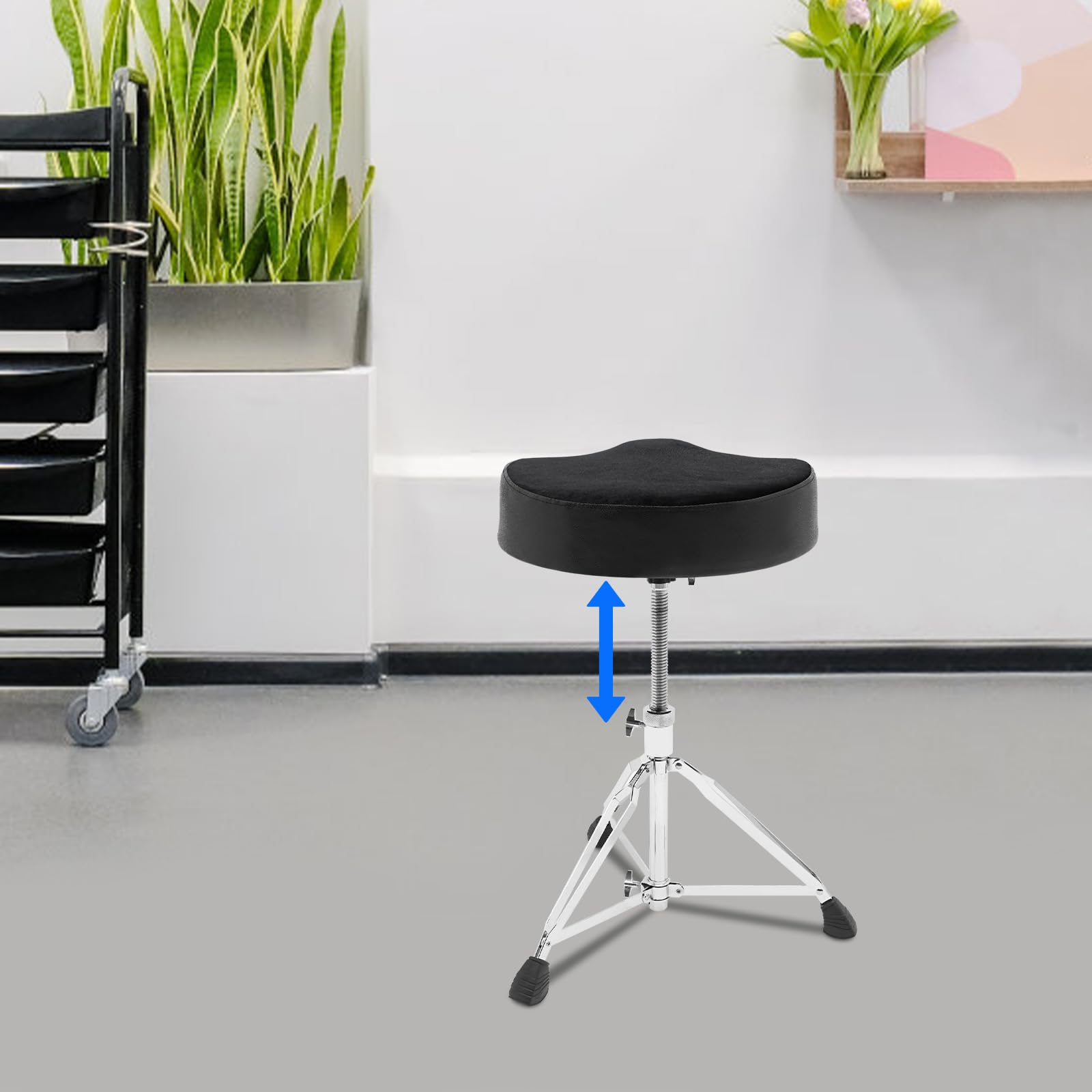 Tabouret de batterie rembourré extra épais - Portable - Chaise de tambour pliable - Hauteur réglable de 45 à 68 cm - Pour bureaux, piano, salles d'étude, studios d'art