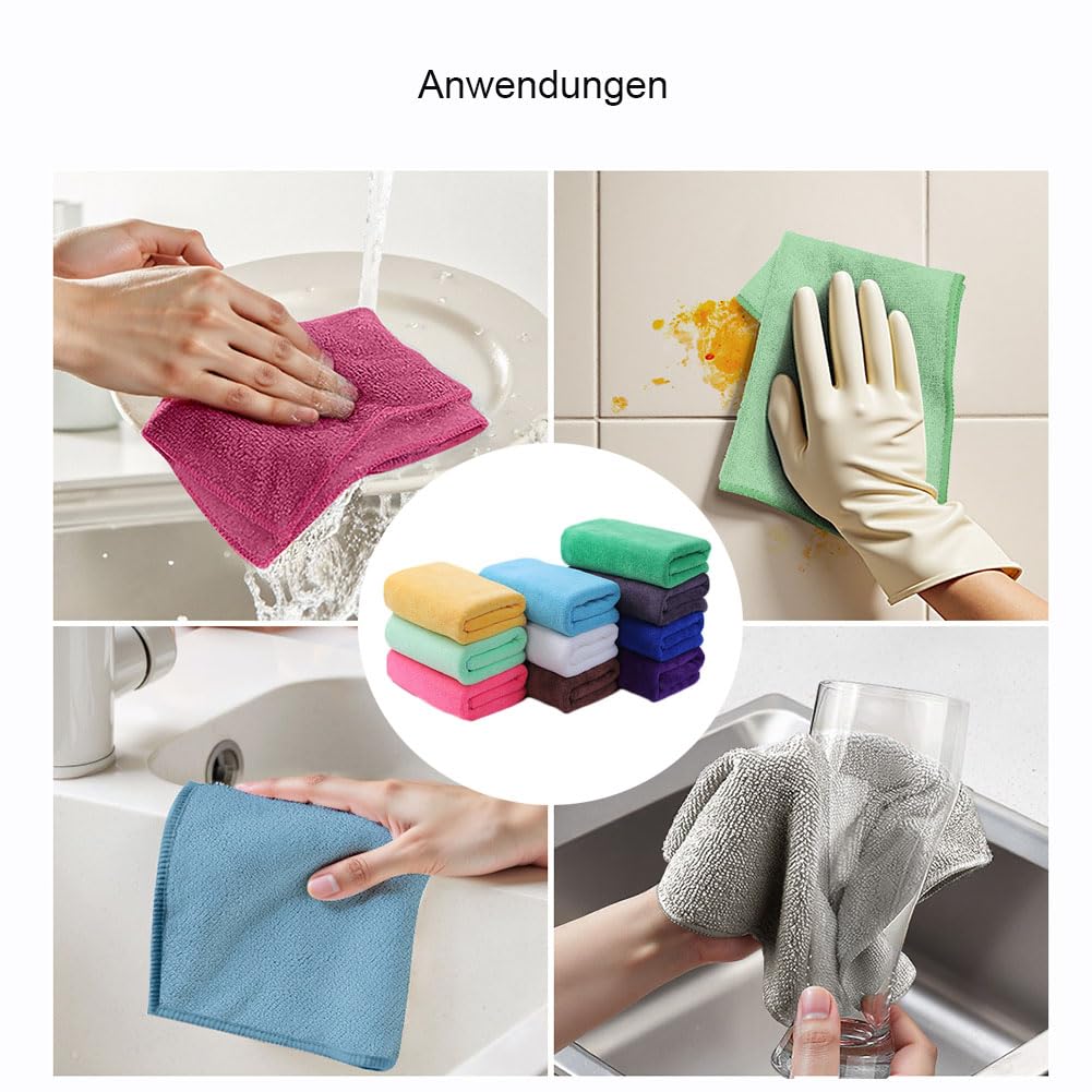 Microfasertuch 10 Stück Reinigungstuch Weiches Tuch Allzwecktücher Auto Poliertuch Saugfähiges Putztücher Wipes Lappen Fusselfrei Trockentuch für Küche Haus Motorrad Boot 30 * 60cm【400g/㎡】