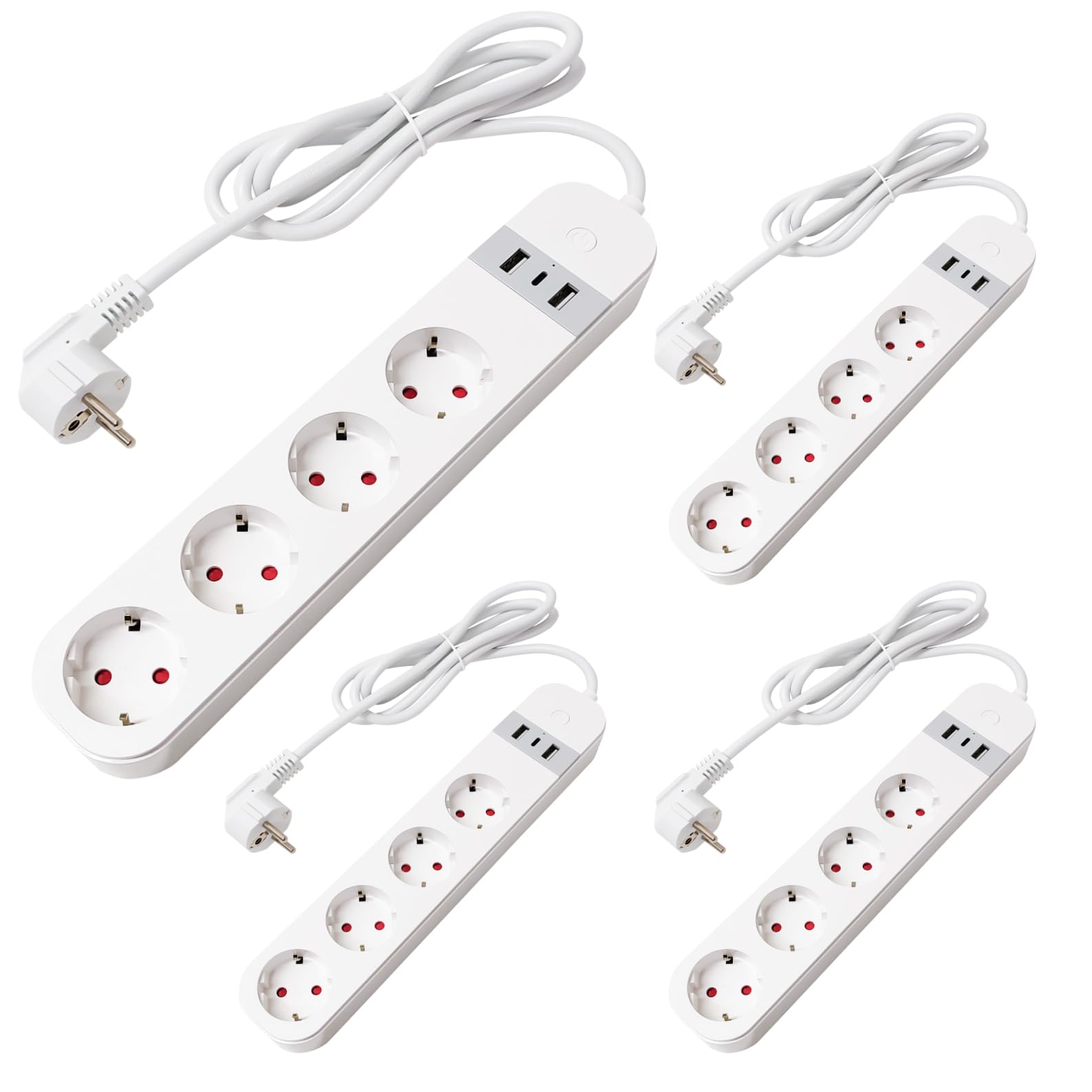 LED ATOMANT 4X Regleta WiFi USB Alargador 4 Tomas 2 USB 1 Tipo C | Compatible con Alexa y Google Assistant, App Smart Life y Tuya