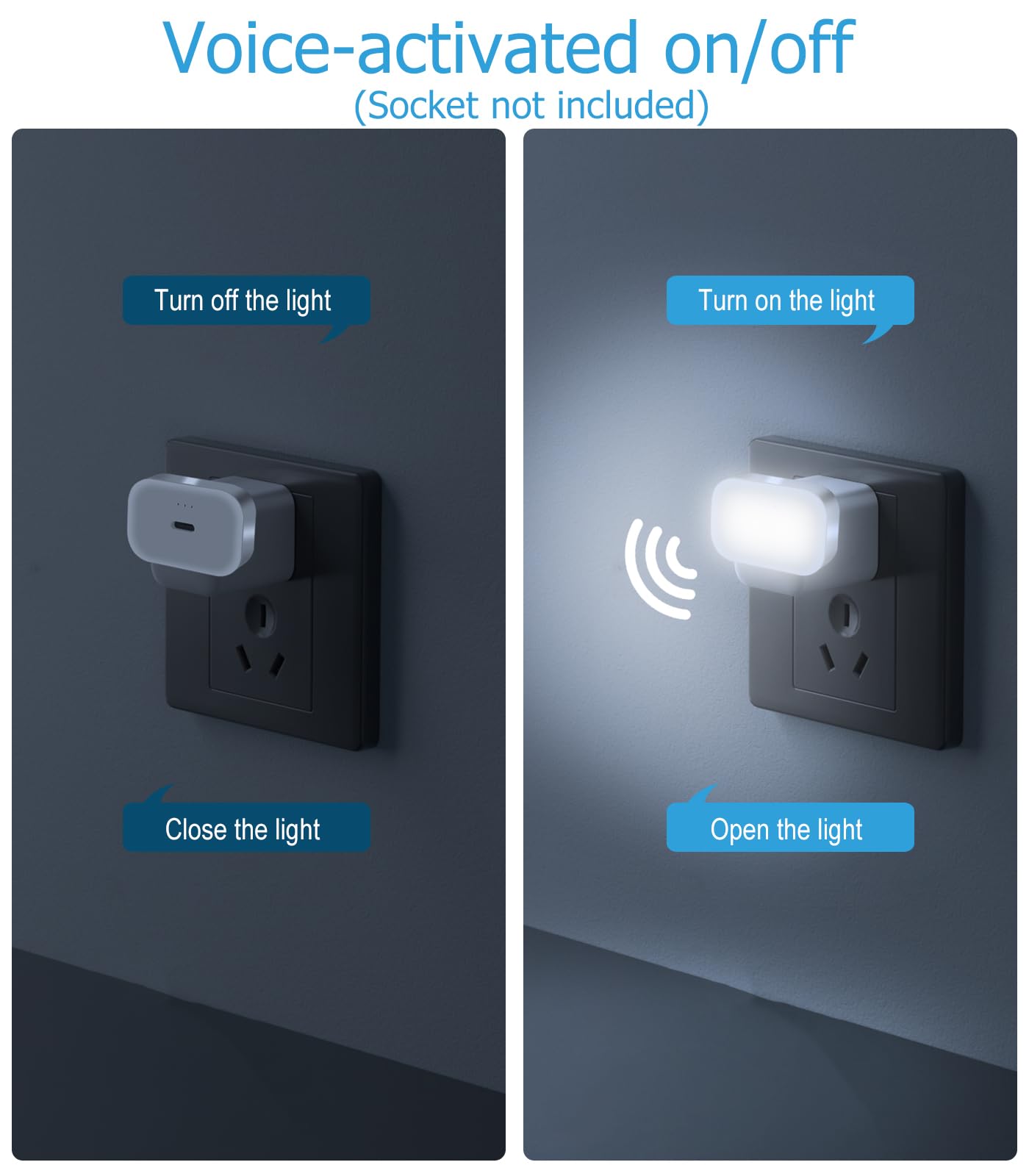 NGOKPYD LED Night Lights Plug into Wall Voice AI Activated 2-Pack with USB Charging Port, 130LM - Image 2