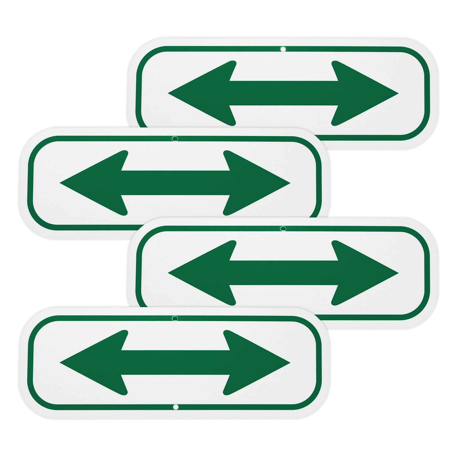 M METERXITY 4-Pack Green Arrow Signs, 9.84 x 3.54 Aluminum Reflective Two-way Arrow Sign for Outdoor Lawn Garden Ground Decorations, Street Sign [