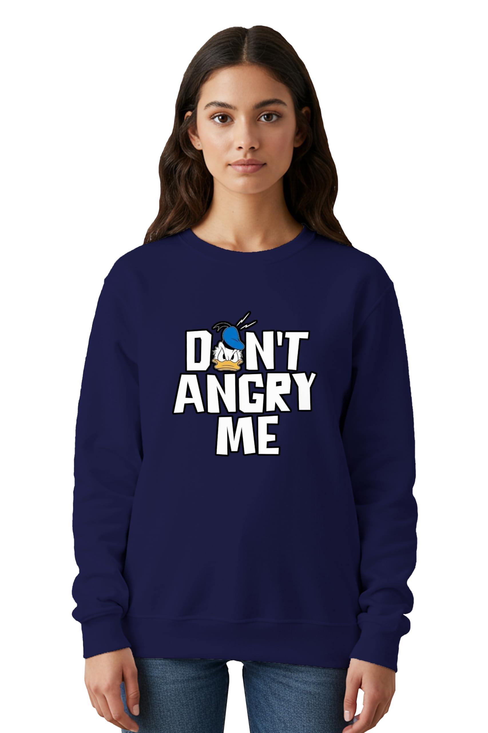 Winter Sweatshirt for Women Don't Angry Me Printed Cotton Blend Full Sleeve Crew Neck Regular Fit Casual Gen Z Womens Sweatshirt-image-32