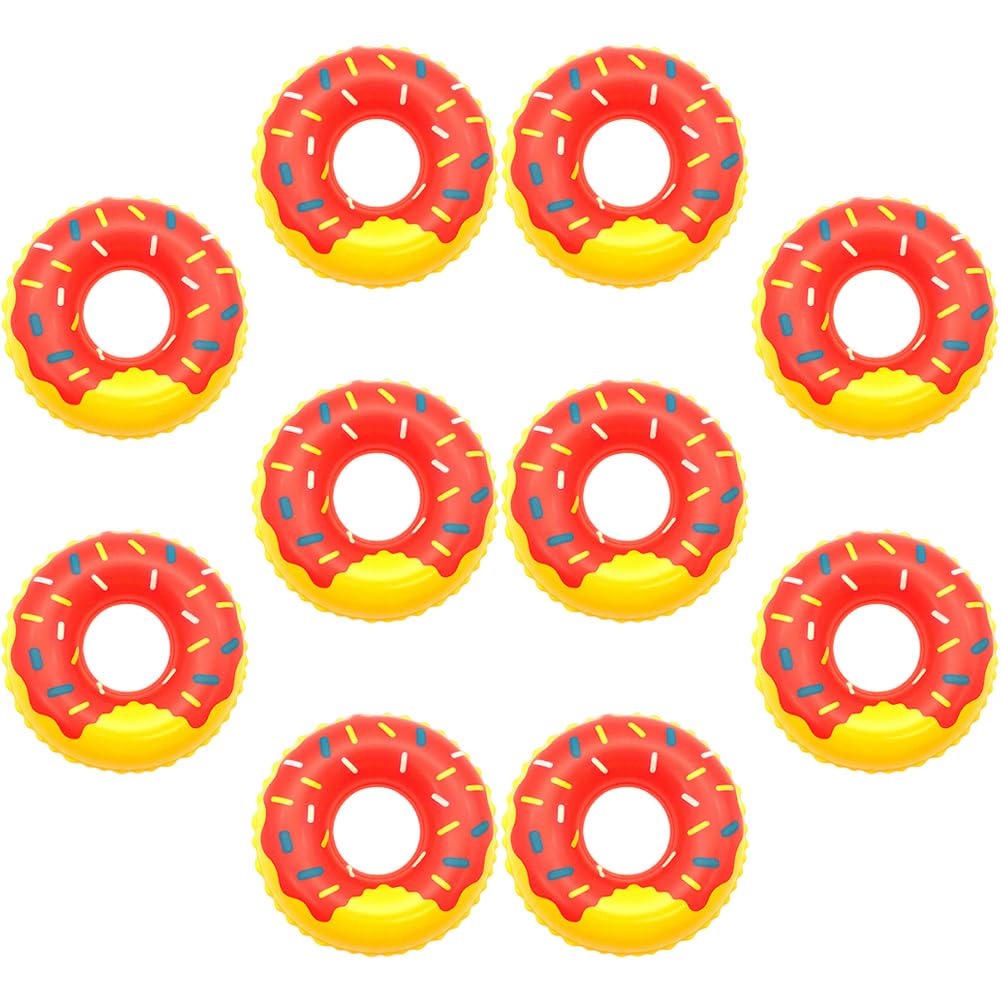 Toyvian 10pcs Mini Swim Rings Doll Lifebuoy Inflatable Doll Inflatable Toy Mini Swim Tube Pool Toys Doll Girl Supplies Aid Float Rings Swimming Toy Dollhouse Accessories - Random Pattern
