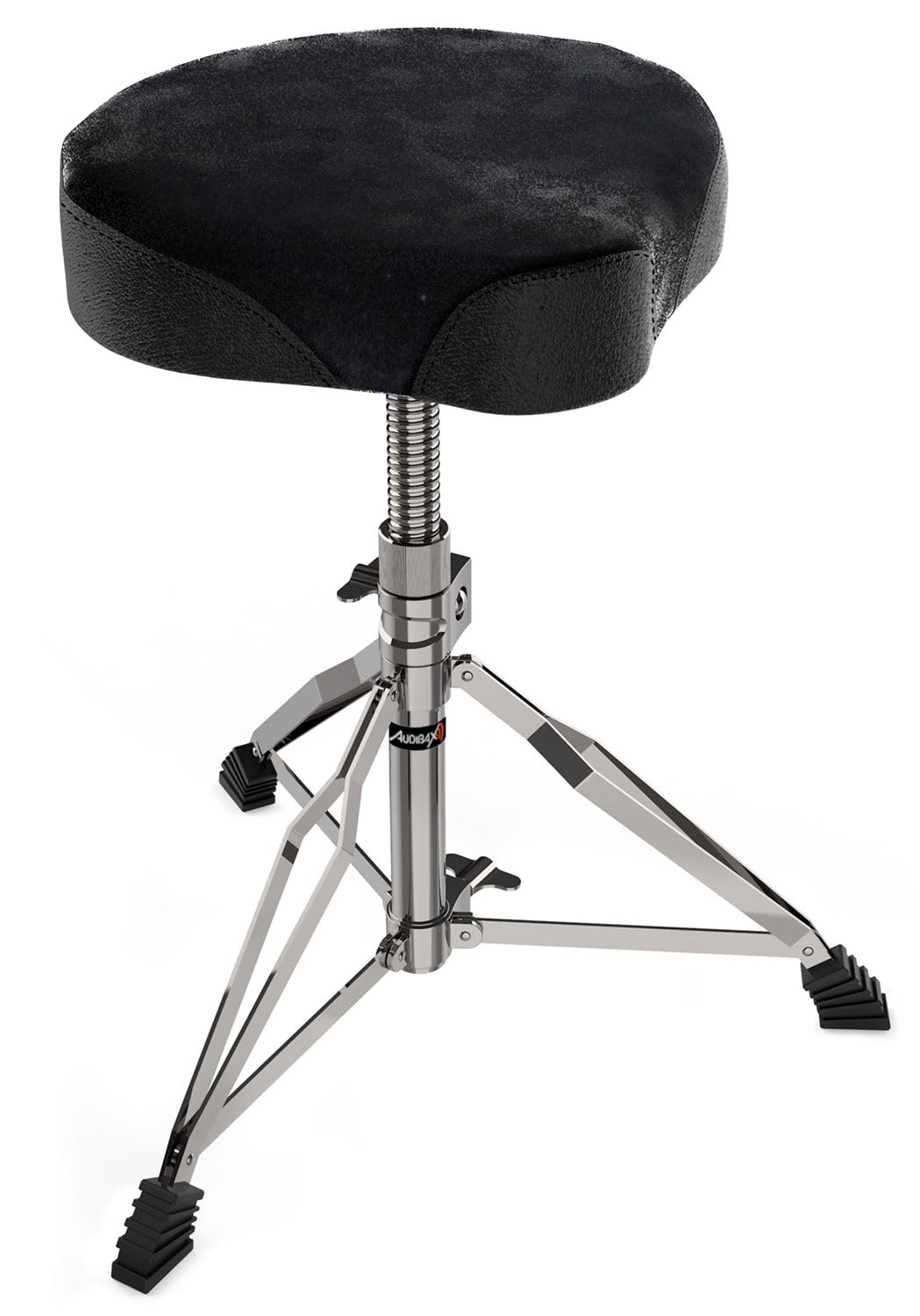 Audibax DT20 - Taburete para Batería - Ajustable en Altura - Sillín para Batería Acolchado - Forma en Trípode con Patas Antideslizantes - Asiento Ergonómico con Acabados