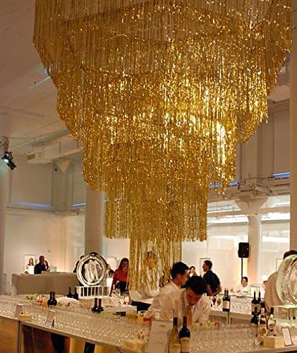 Miniatura 2 de asunflower Cortinas de flecos metálicos de oropel de 9.8 pies, cortinas de papel de aluminio dorado para fiestas, fondo de fotos, decoración de
