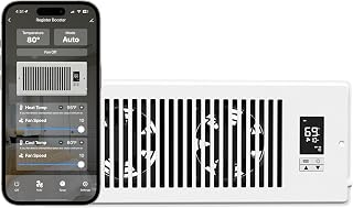 Quietcool Register Booster Fan for 4" x 12" Registers - Smart App Control - Quiet Vent Fan with Auto Thermostat - 10 Speeds