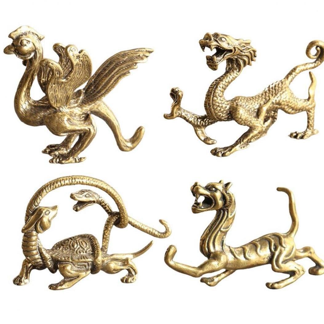 Amazon.co.jp: 中国 四神獣 真鍮 置物 緑龍 白虎 朱雀 黒亀 茶