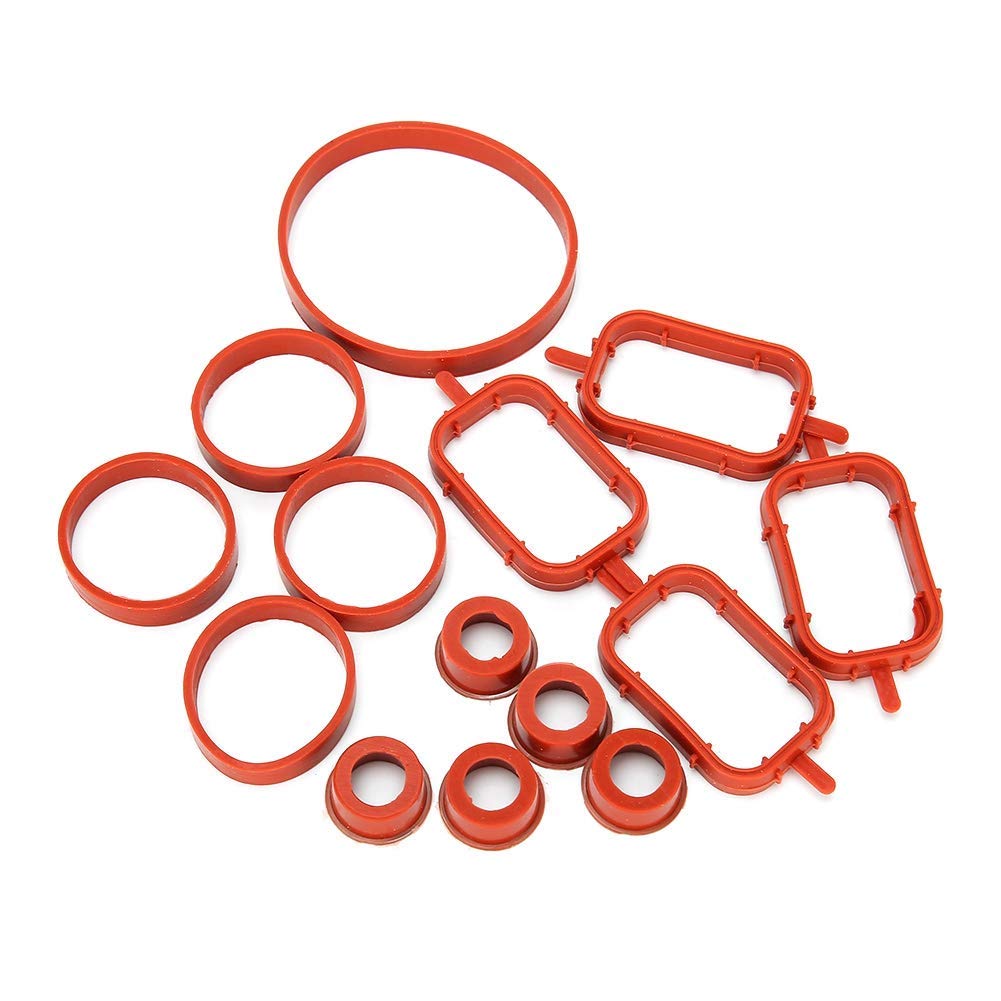 EBTOOLS Kit guarnizioni collettore di aspirazione, 14 Pezzi/Set Kit collettore di aspirazione Adatto per M57 M47 E87 E46 E90 E91 E92 E93 E39 E60 Motore a 6 cilindri