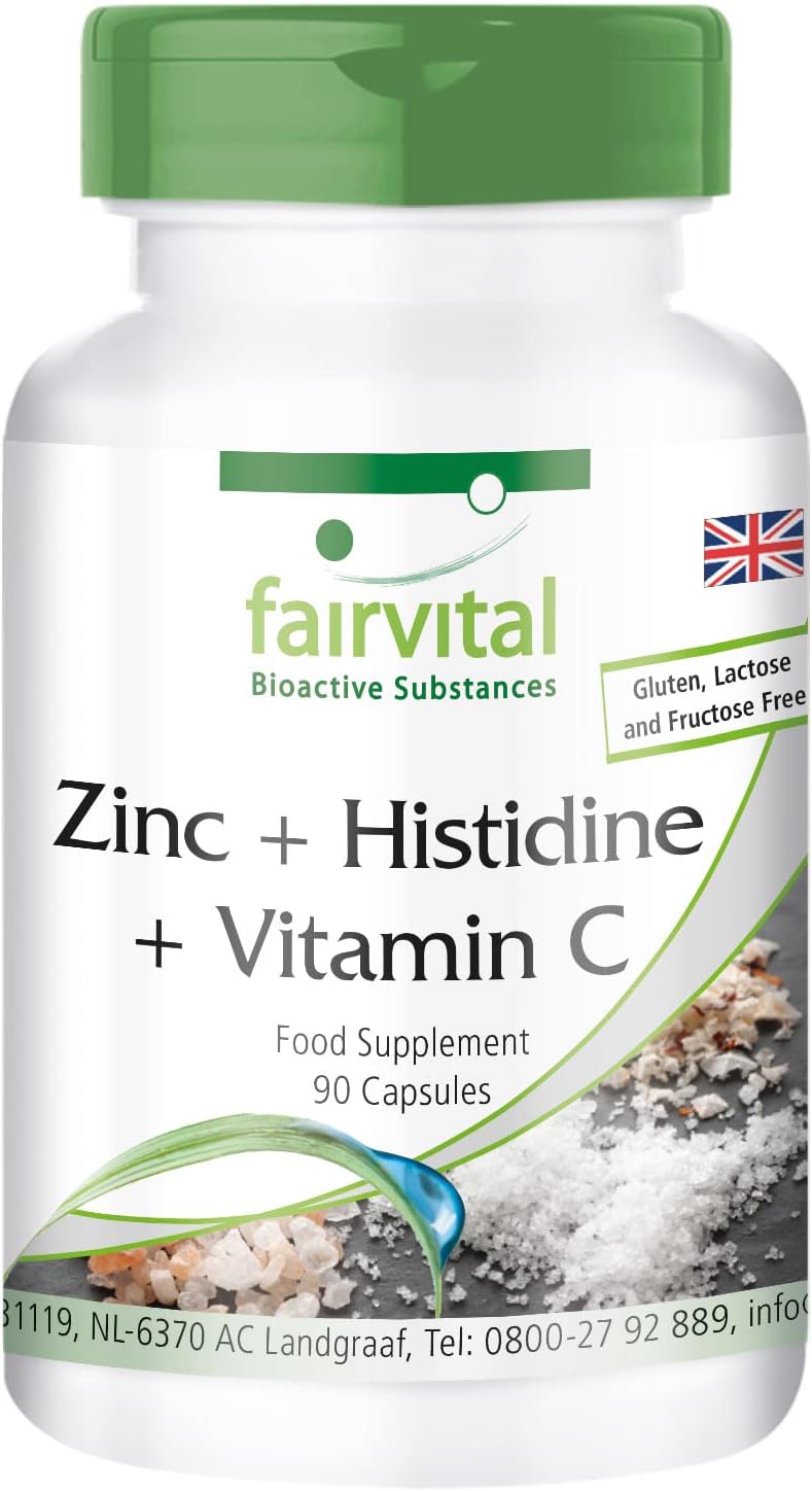 fairvitalZinc + Histidine + Vitamin C - for 3 Months - Vegan - 90 Capsules