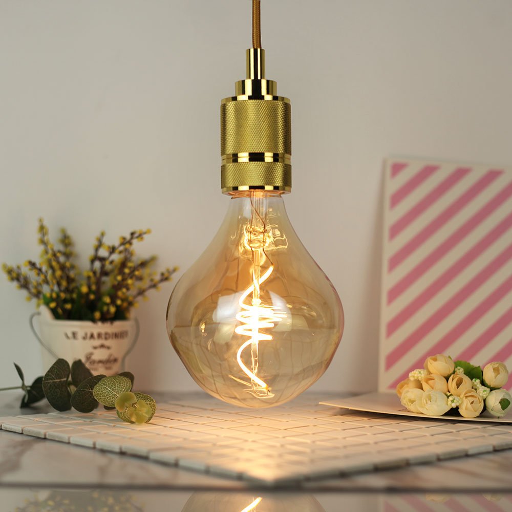 TIANFAN bombilla Led Vintage G95/G30 bombilla Edison 4W regulable 220V 110V E26 E27 bombilla decorativa de filamento de corazón amarillo cálido - AliExprs 39