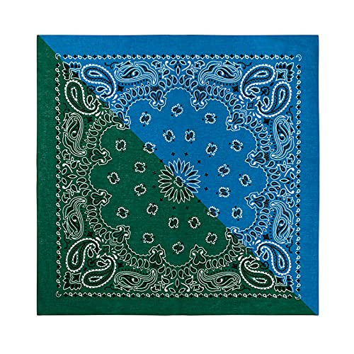 GenericBliss- Split Color Classic Paisley Printed Bandanas Novelty Headband Unisex Head Wrap (1pc)