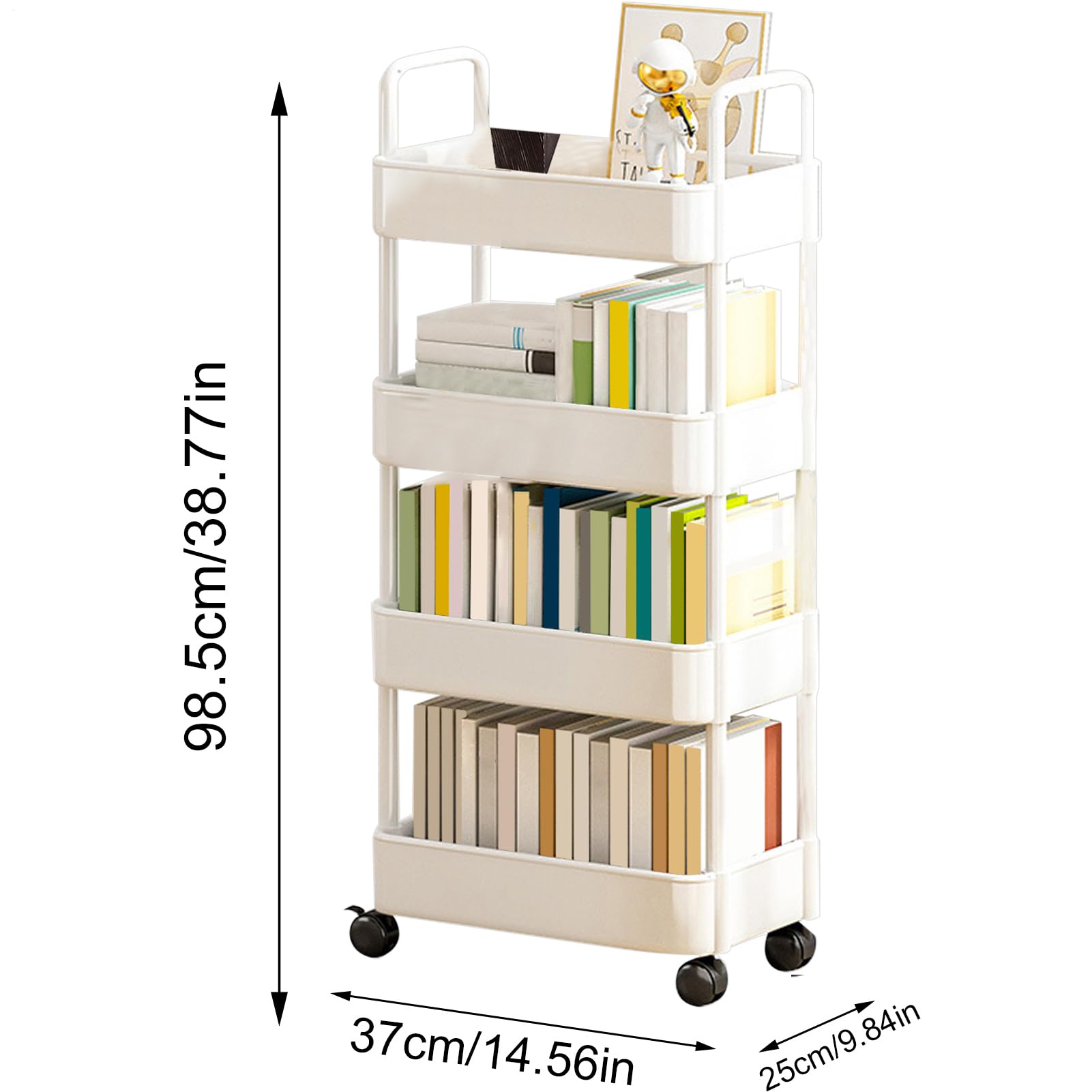 Estantería De Escritorio Móvil para Aula, Organizador De Almacenamiento De Escritorio Compacto con Ruedas, Carro De Almacenaje para Libros, Carro Rodante Multiusos para Dormitorio Biblioteca