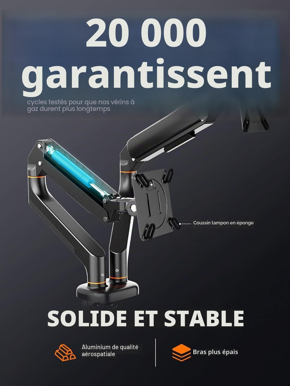 Ibergrif Bras Double Écran PC Support 2 Moniteurs 13-27 Pouces Bras à Gaz Réglable Hauteur Inclinaison Rotation 360° Charge 9 kg VESA 75/100mm