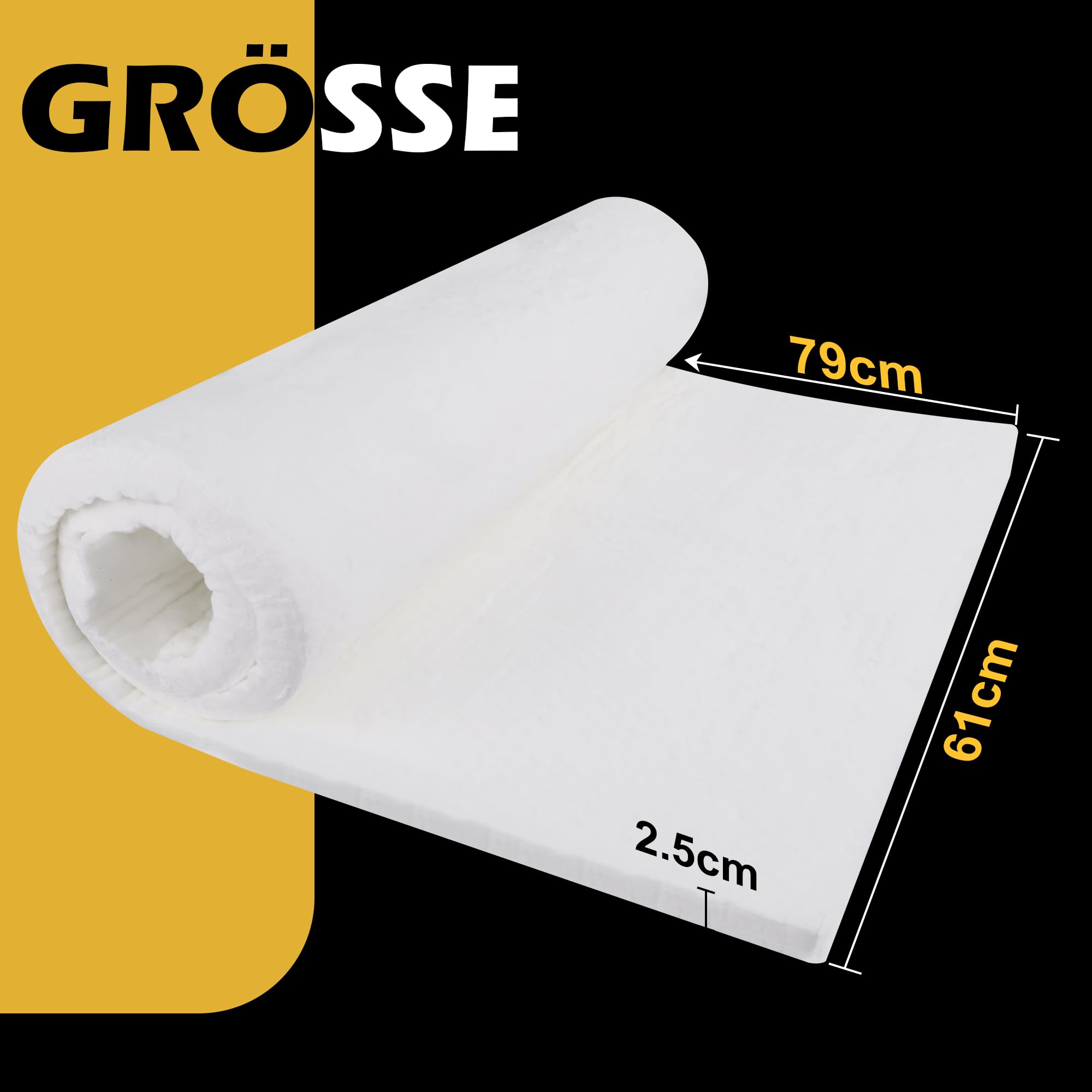 Couverture d'isolation en fibre de céramique, 1500 °C/2700 °F (79 x 61 x 2,5 cm), isolation ignifuge pour lave-vaisselle, fours, forgerons, chaudières, fours à pizza et plus encore