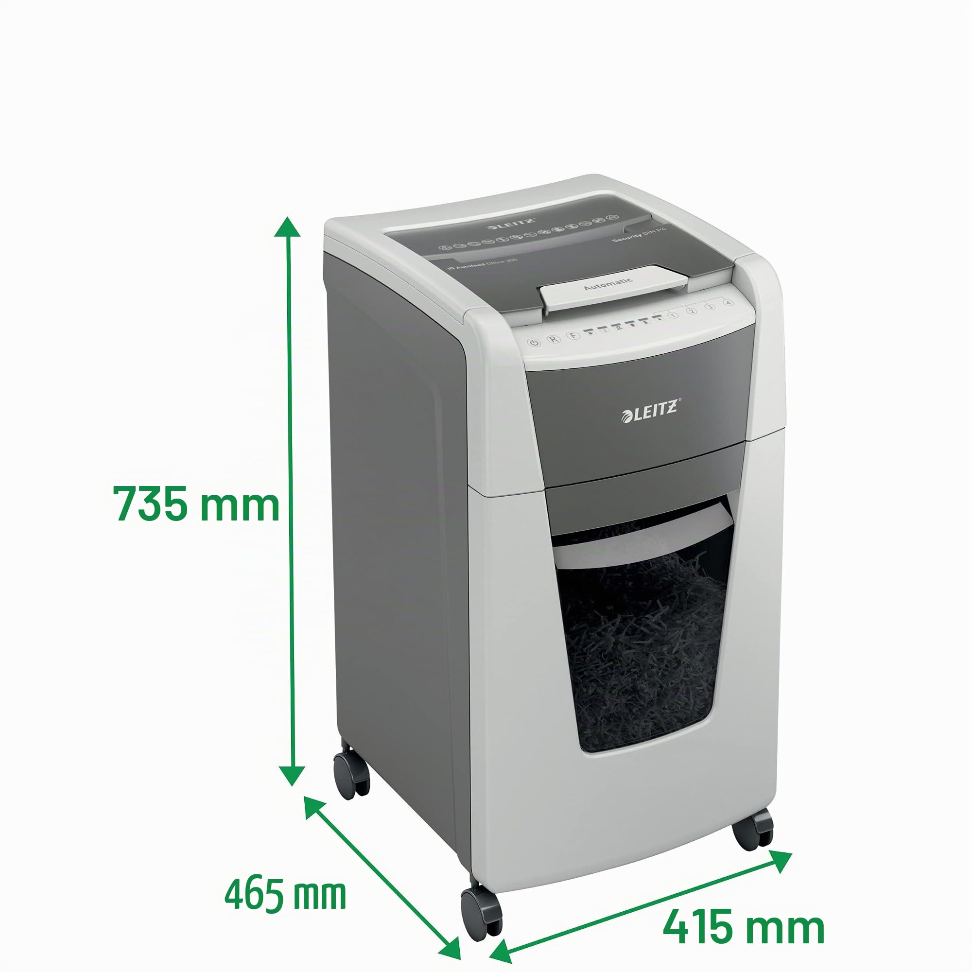 Leitz 80150000 – Destructora IQ 300 Autofeed P4 P4 300 Hojas 60L | Alimentación automática, tecnología antiatascos y destrucción de grapas, clips y tarjetas según modelo