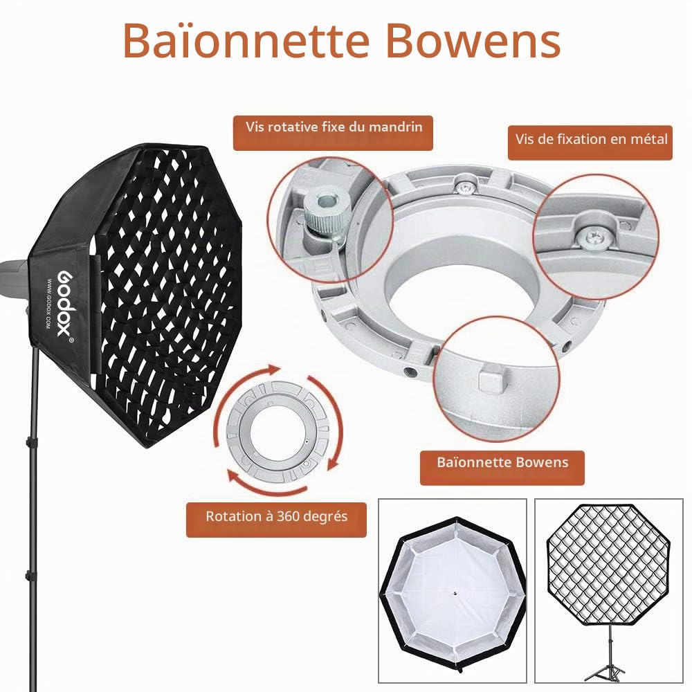 GODOX Grille Softbox 140cm Boîte à Lumière Octogonale Photographie Lumière avec Bowens Mount pour Portrait Produit Photographie Studio Flash Speedlight