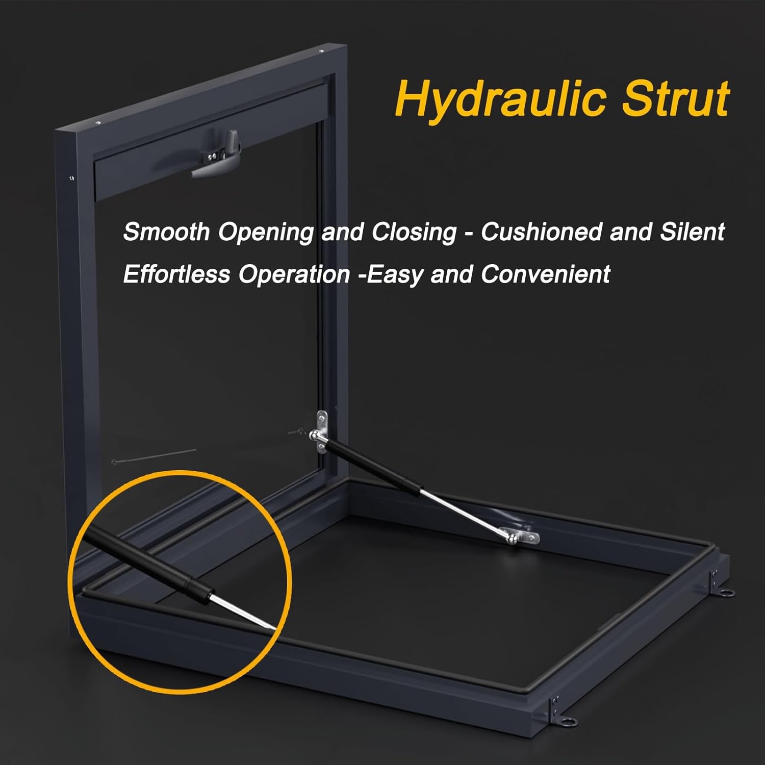 Attic Access Panel, Aluminum Metal Roof Hatch, Clear Underground Lighting Well Window with Hydraulic Rod, Roof Access Hatch for Cellar Shed House(95x95cm/37.4x37.4in)