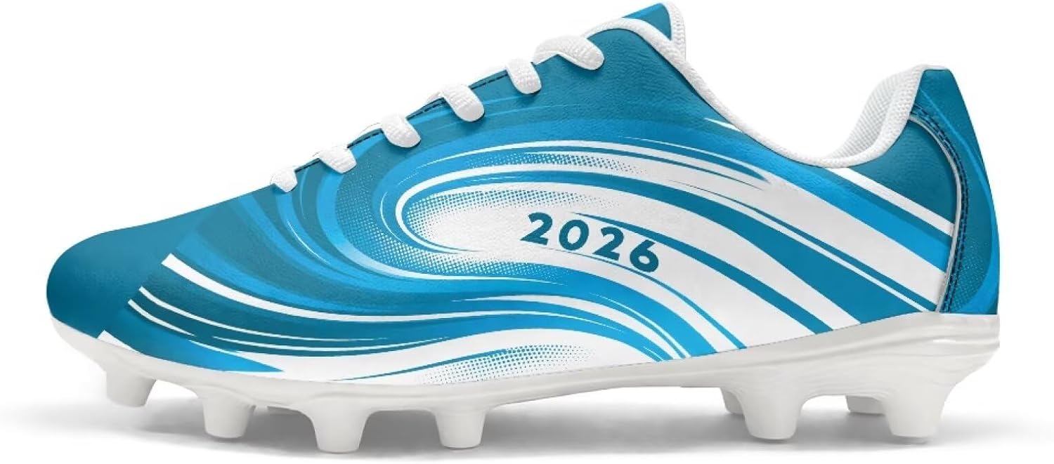 Outdoor Soccer Cleats for Mens Low Cut Lace Up Football Shoes Breathable Soccer Training Shoes AG FG TF White Sole